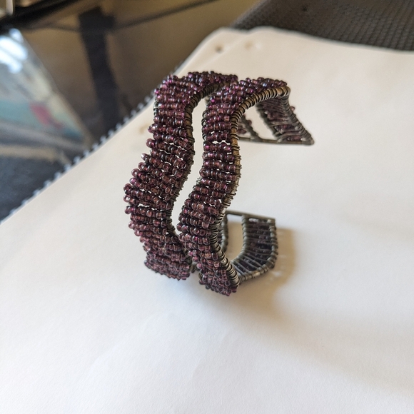 Dark Purple Beaded Wave  Bracelet - Picture 6 of 10